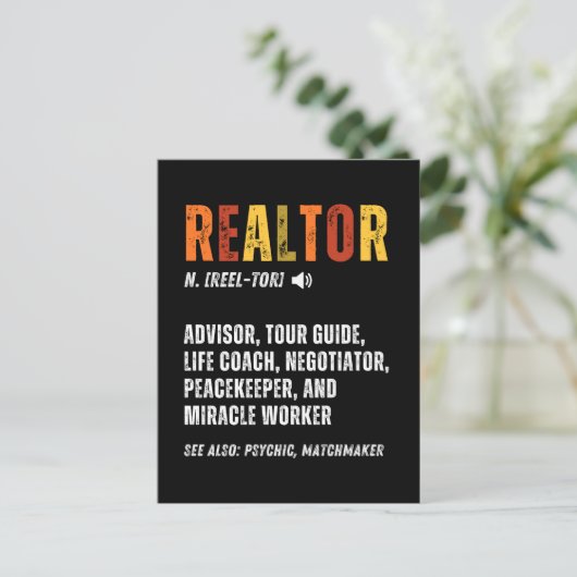 Funny Real Anwesen Broker Realtor Postkarte (Stehend Vorderseite)