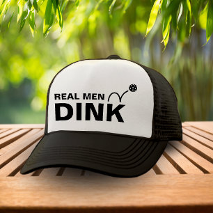 Funny Real Men Dink White & Black Pickleball Truckerkappe
