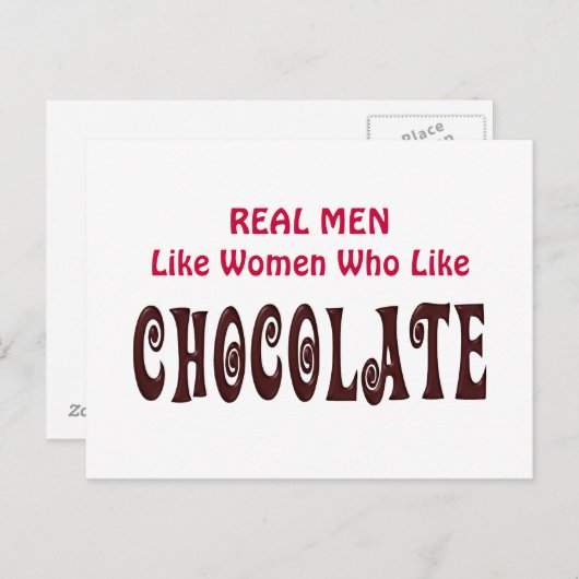 Funny Real Men mögen Frauen, die Schokolade mögen Postkarte (Vorne/Hinten)