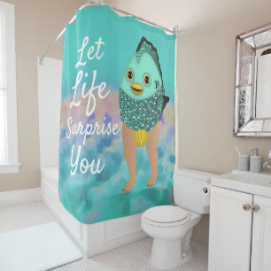 Funny Real Mermaid mit inspirierendem Zitat Duschvorhang
