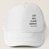 Funny Realtor LIST, VERKAUFEN, NAH, WIEDERHOLEN Truckerkappe (Vorderseite)
