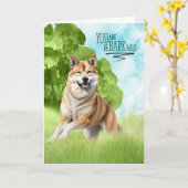 Funny reBARKable Akita Dog Glückwunsch Karte (Gelbe Blume)