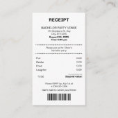 Funny, Receipt theme bachelor party invitation Begleitkarte (Vorderseite)