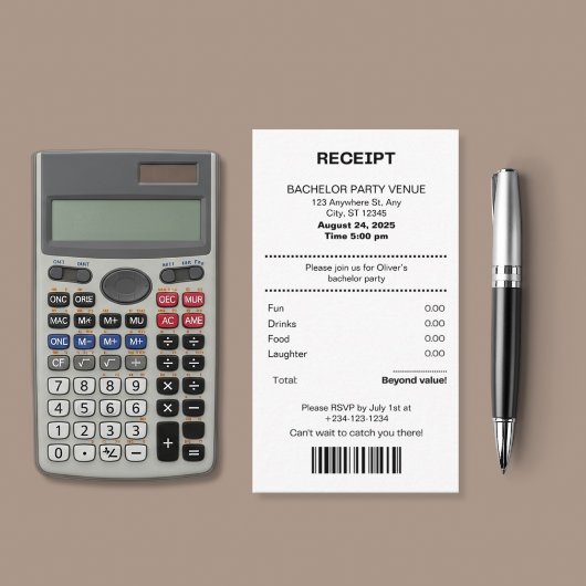 Funny, Receipt theme bachelor party invitation Begleitkarte