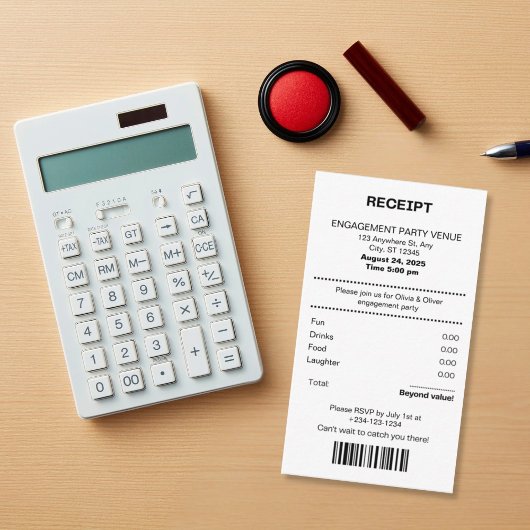 Funny, Receipt theme engagement party invitation Begleitkarte