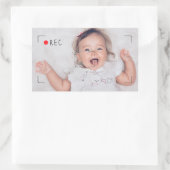 Funny Record Red Dot Custom Photo Rechteckiger Aufkleber (Tasche)