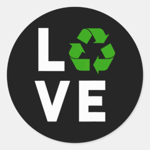 Funny Recycelnd Symbol Umwelt Planet I Liebe Runder Aufkleber