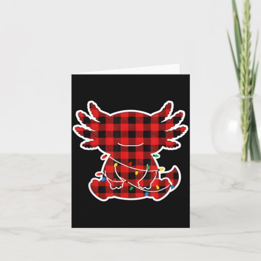 Funny Red And Black Buffalo Plaid Axolotl Christma Karte (Vorderseite)