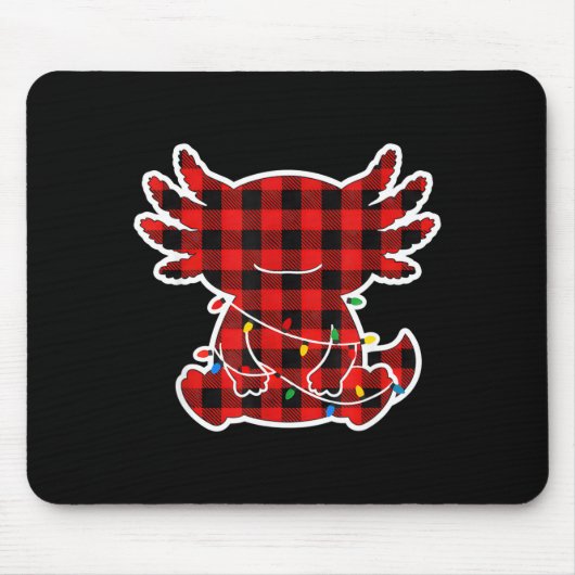 Funny Red And Black Buffalo Plaid Axolotl Christma Mousepad (Vorne)