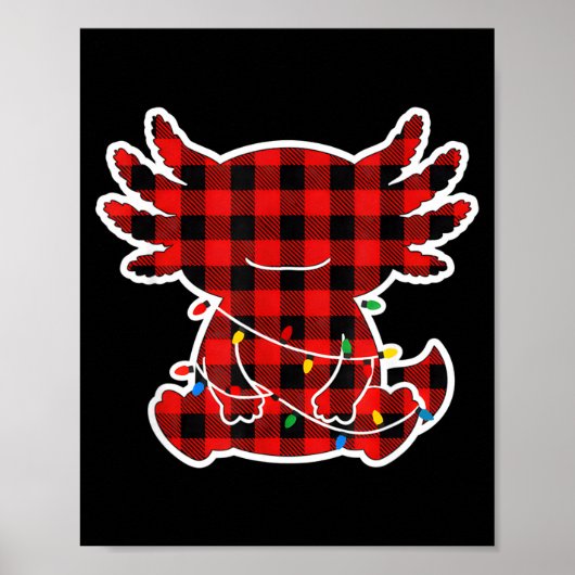 Funny Red And Black Buffalo Plaid Axolotl Christma Poster (Vorne)