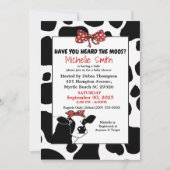Funny Red and Cow Print Baby Shower Einladungen (Vorderseite)