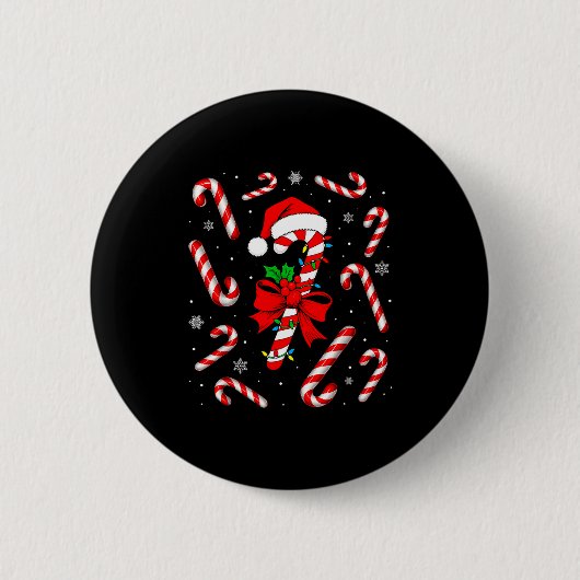 Funny Red And White Candy Cane Xmas Lights Santa C Button (Vorderseite)