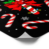 Funny Red And White Candy Cane Xmas Lights Santa C Poster (Ecke)