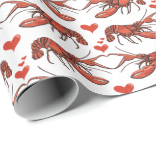 Funny Red and White Du bist mein Lobster Red Humme Geschenkpapier