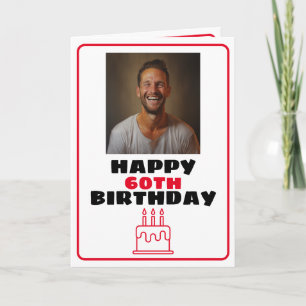 Funny Red and White Foto Husband Birthday Karte