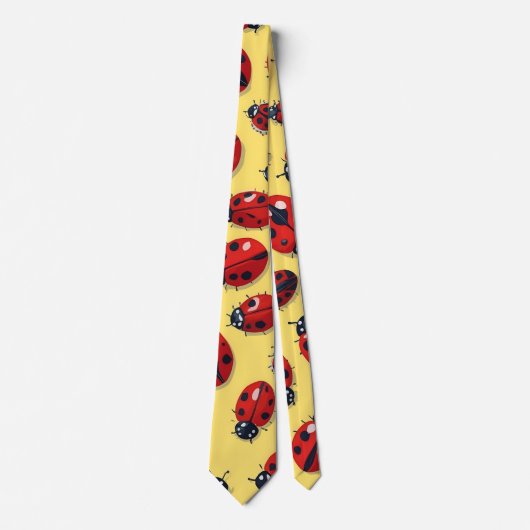 Funny Red and Yellow Ladybug Pattern Krawatte (Vorderseite)