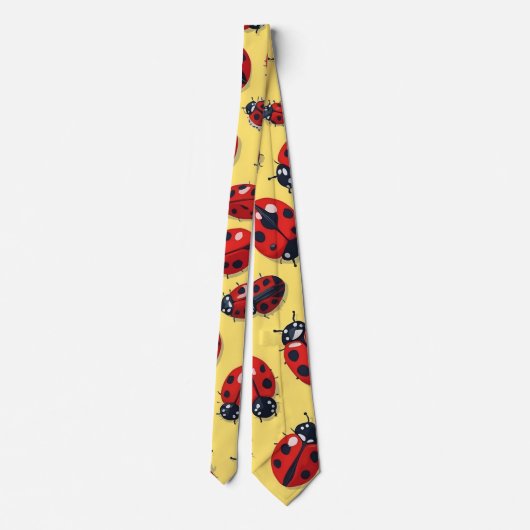 Funny Red and Yellow Ladybug Pattern Krawatte (Rückseite)
