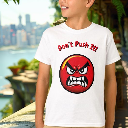 Funny Red Angry Emoji Kids T - Shirt