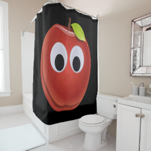 Funny Red Apple mit Googly Eyes Duschvorhang