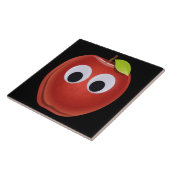 Funny Red Apple mit Googly Eyes Fliese (Seite)
