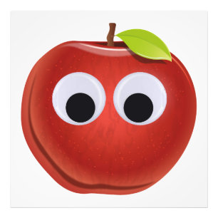 Funny Red Apple mit Googly Eyes Fotodruck