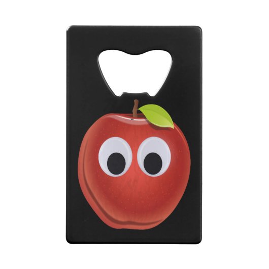 Funny Red Apple mit Googly Eyes Geldbeutel Flaschenöffner (Vorderseite)