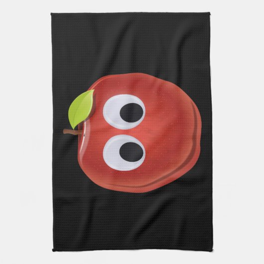 Funny Red Apple mit Googly Eyes Geschirrtuch (Vertikal)