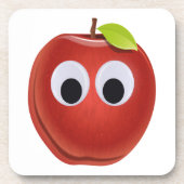 Funny Red Apple mit Googly Eyes Getränkeuntersetzer (Vorderseite)