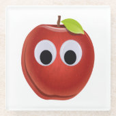 Funny Red Apple mit Googly Eyes Glasuntersetzer (Vorderseite)