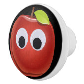 Funny Red Apple mit Googly Eyes Keramikknauf (Rechts)