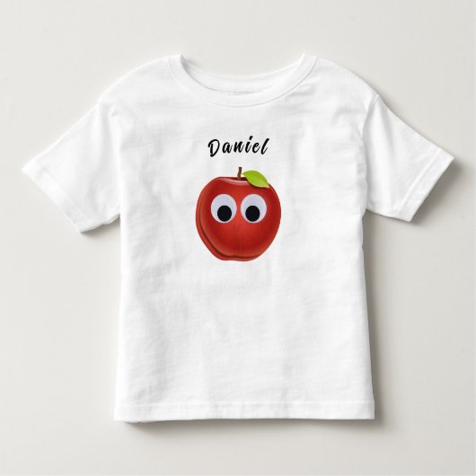 Funny Red Apple mit Googly Eyes Kleinkind T-shirt (Vorderseite)