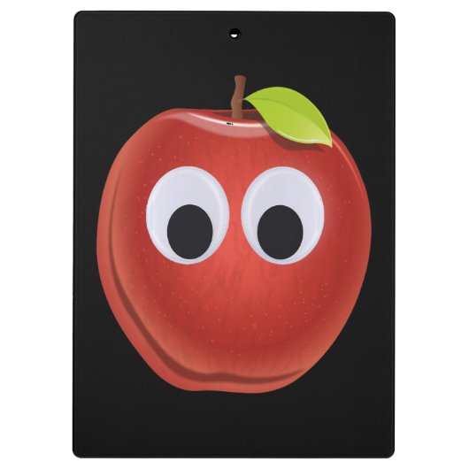 Funny Red Apple mit Googly Eyes Klemmbrett (Rückseite)