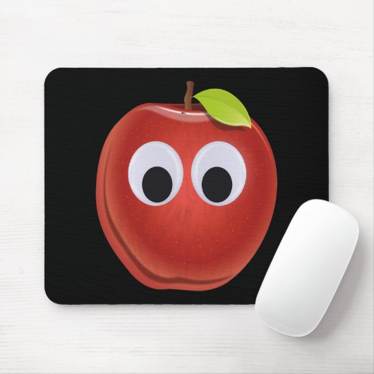 Funny Red Apple mit Googly Eyes Mousepad (Mit Mouse)