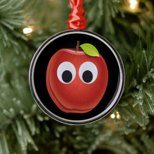 Funny Red Apple mit Googly Eyes Ornament Aus Metall (Baum)