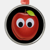 Funny Red Apple mit Googly Eyes Ornament Aus Metall (Vorne)