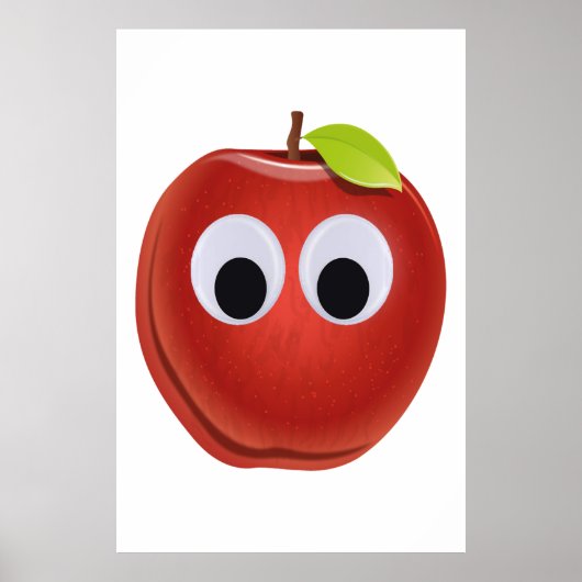 Funny Red Apple mit Googly Eyes Poster (Vorne)