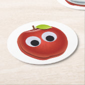 Funny Red Apple mit Googly Eyes Runder Pappuntersetzer (Angewinkelt)