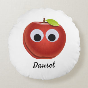 Funny Red Apple mit Googly Eyes Rundes Kissen