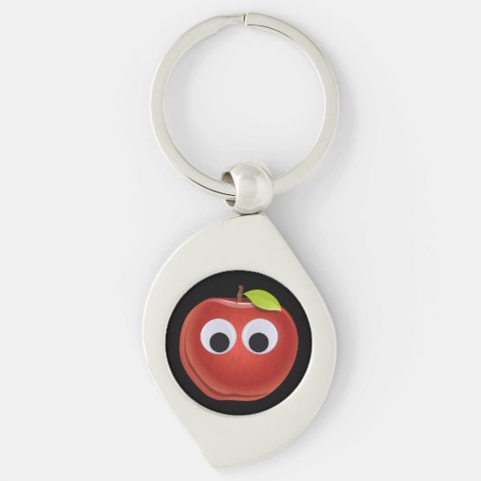 Funny Red Apple mit Googly Eyes Schlüsselanhänger (Vorderseite)