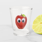 Funny Red Apple mit Googly Eyes Schnapsglas (Vorderseite)