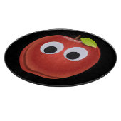 Funny Red Apple mit Googly Eyes Schneidebrett (Ecke)