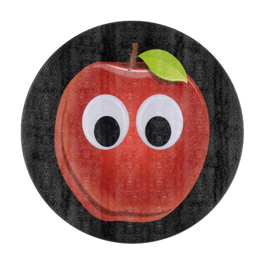 Funny Red Apple mit Googly Eyes Schneidebrett (Vorderseite)