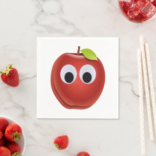 Funny Red Apple mit Googly Eyes Serviette (Beispiel)