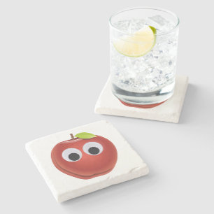 Funny Red Apple mit Googly Eyes Steinuntersetzer