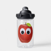 Funny Red Apple mit Googly Eyes Trinkflasche (Rückseite)