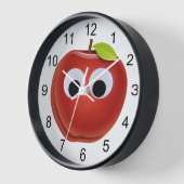 Funny Red Apple mit Googly Eyes Uhr (Winkel)