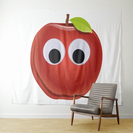 Funny Red Apple mit Googly Eyes Wandteppich (Beispiel (Horizontal))
