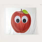 Funny Red Apple mit Googly Eyes Wandteppich (Vorderseite (Horizontal))