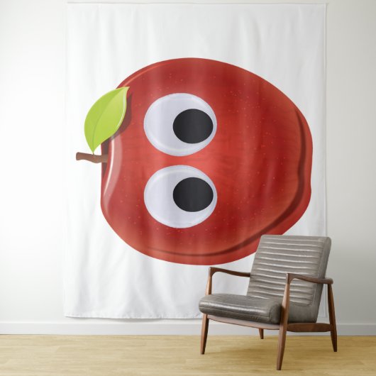 Funny Red Apple mit Googly Eyes Wandteppich (Beispiel)