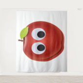 Funny Red Apple mit Googly Eyes Wandteppich (Vorderseite)